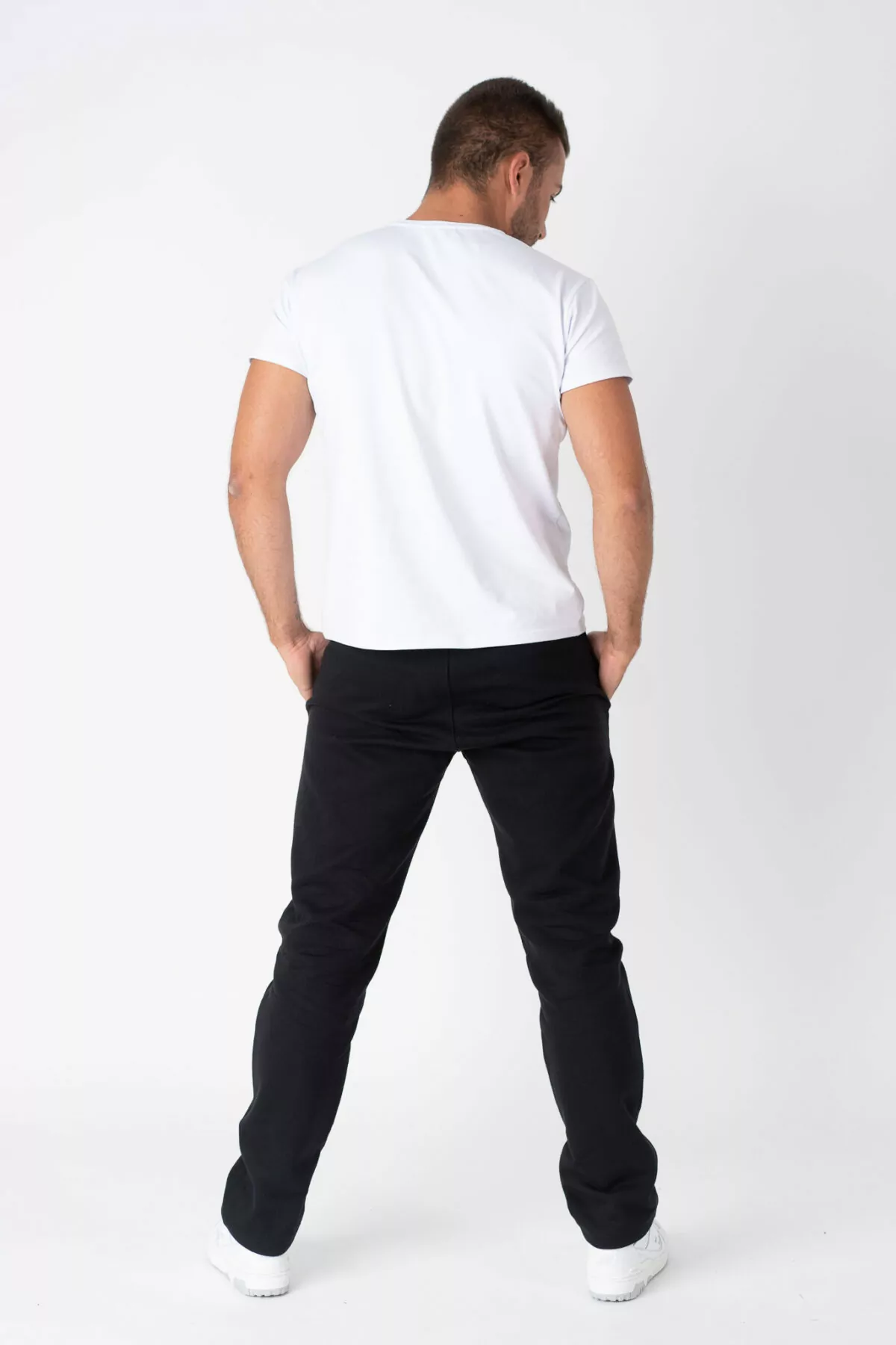 T-shirt męski biały z krótkim rękawem bawełna klasyczny